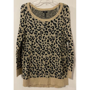 Nollie Womens Medium Brown Animal-Print Tunic-Style Pullover Sweater! A4959